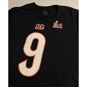 Nike Joe Burrow Bengals NFL Super Bowl LVI #9 Jersey T-Shirt Tee 2XL Rams LA